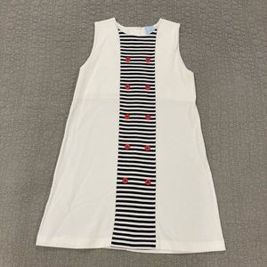 Bella bliss kids white partially striped dress ( size 8 )